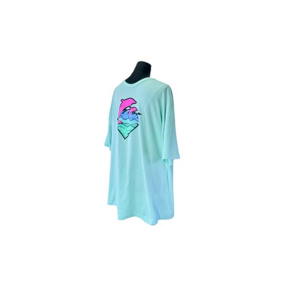 Pink Dolphin OG Diamond Logo Tee - Mint Green Aqua - Rare XL - Picture 4 of 7